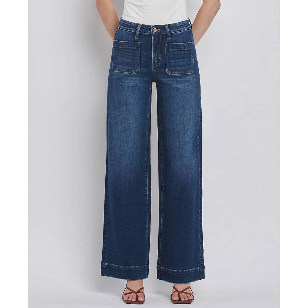 NEW FLYING MONKEY high rise wide trouser jeans in dark denim